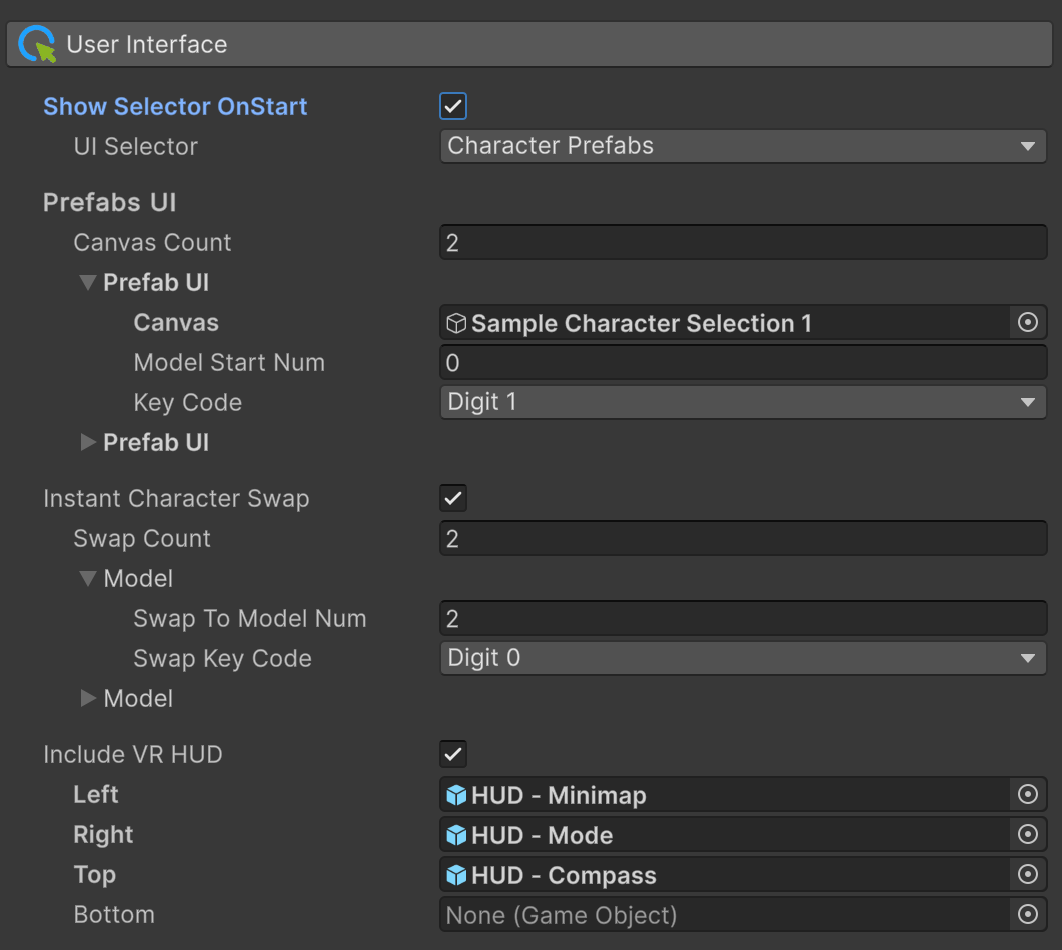 User Interface settings