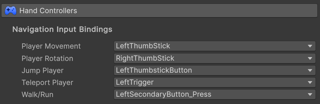 Navigation Input settings